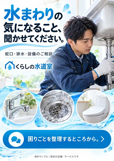 水道修理のチラシ見本「くらしの水道室」