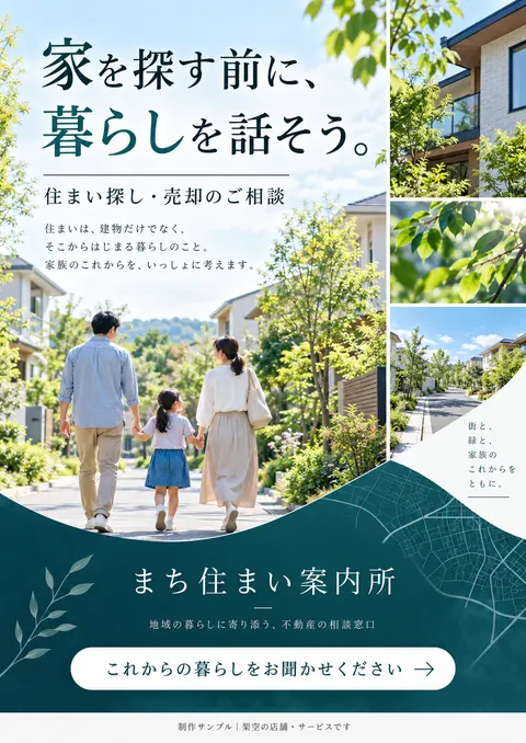 不動産のチラシ見本「まち住まい案内所」